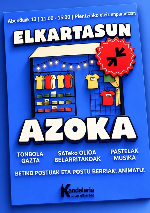 Kandelaria Kultur Elkarteak Elkartasun Azoka antolatuko du abenduaren 13an