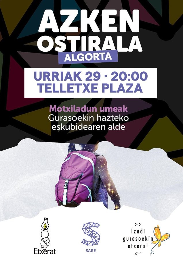 [Urriak 29 • AZKEN OSTIRALA] Motxiladun umeak, gurasoekin bizitzeko eskubidearen alde