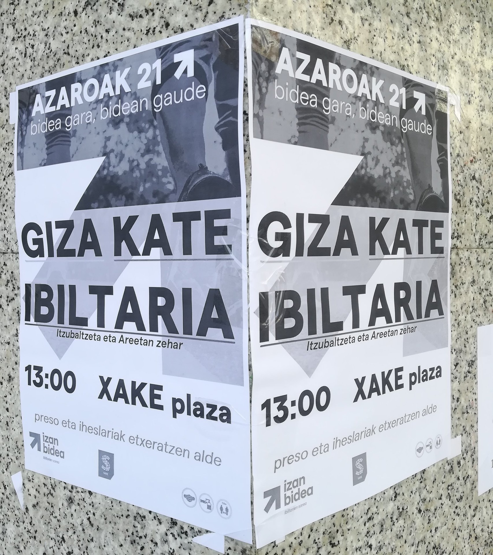 Euskal preso eta iheslariak etxeratzearen aldeko giza katea osatuko dute zapatuan
