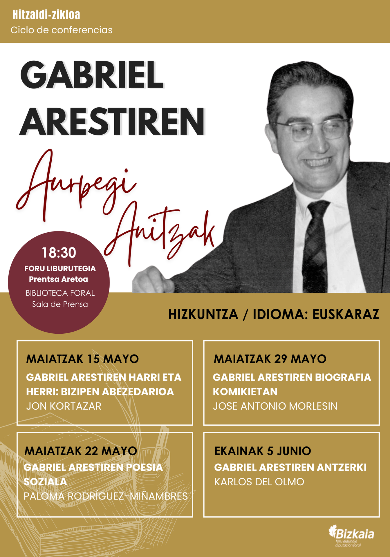 Hitzaldi-zikloa: Gabriel Arestiren aurpegi anitzak