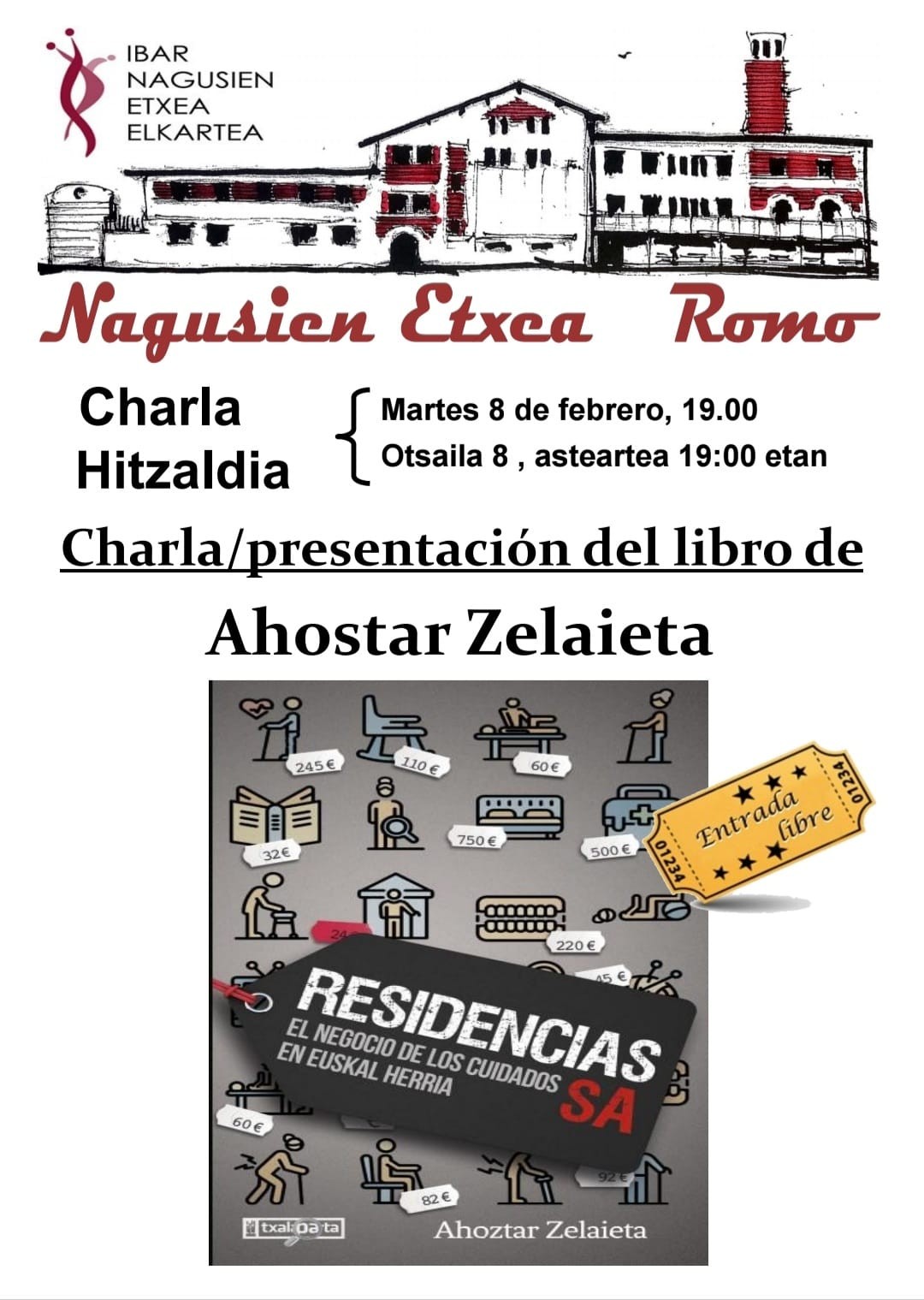 Ahoztar Zelaietaren berbaldia: "Residencias SA. El negocio de los cuidados en Euskal Herria"