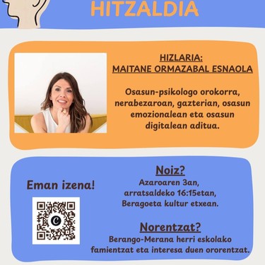 Ongizate digital eta emozionalari buruzko hitzaldia antolatuko dute Berangoeta Kultur Etxean