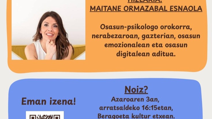 Ongizate digital eta emozionalari buruzko hitzaldia antolatuko dute Berangoeta Kultur Etxean