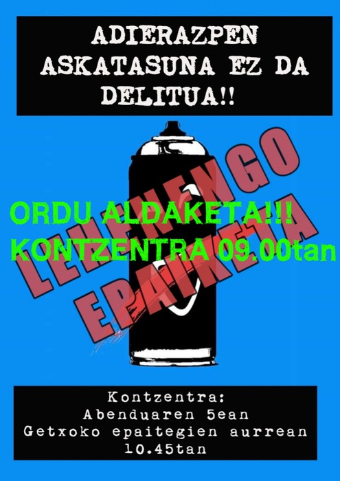 Adierazpen-askatasunaren aldeko biharko elkarretaratzea orduz aldatu dute