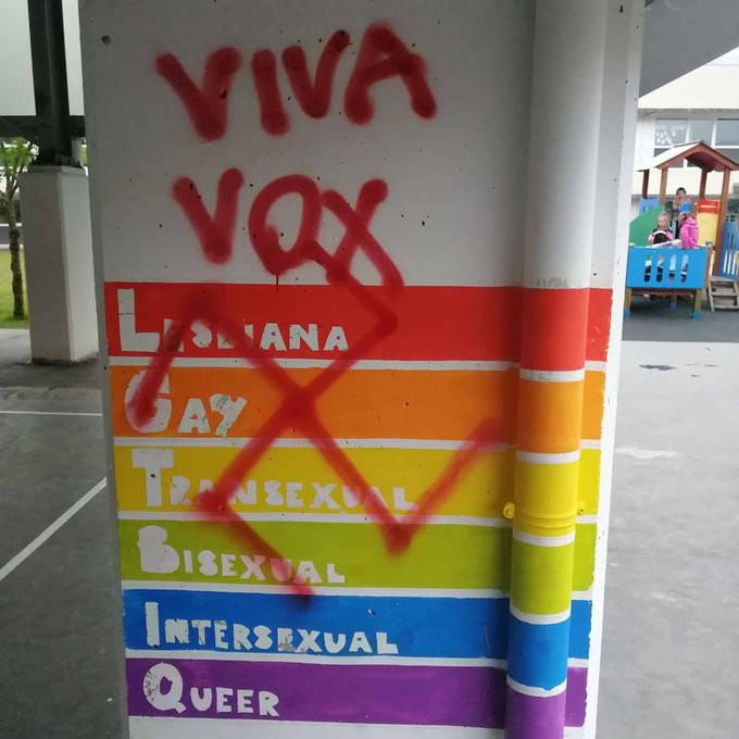 Elkarretaratzera deitu dute Gorlizko eskolan agertutako pintada faxista eta matxistak salatzeko