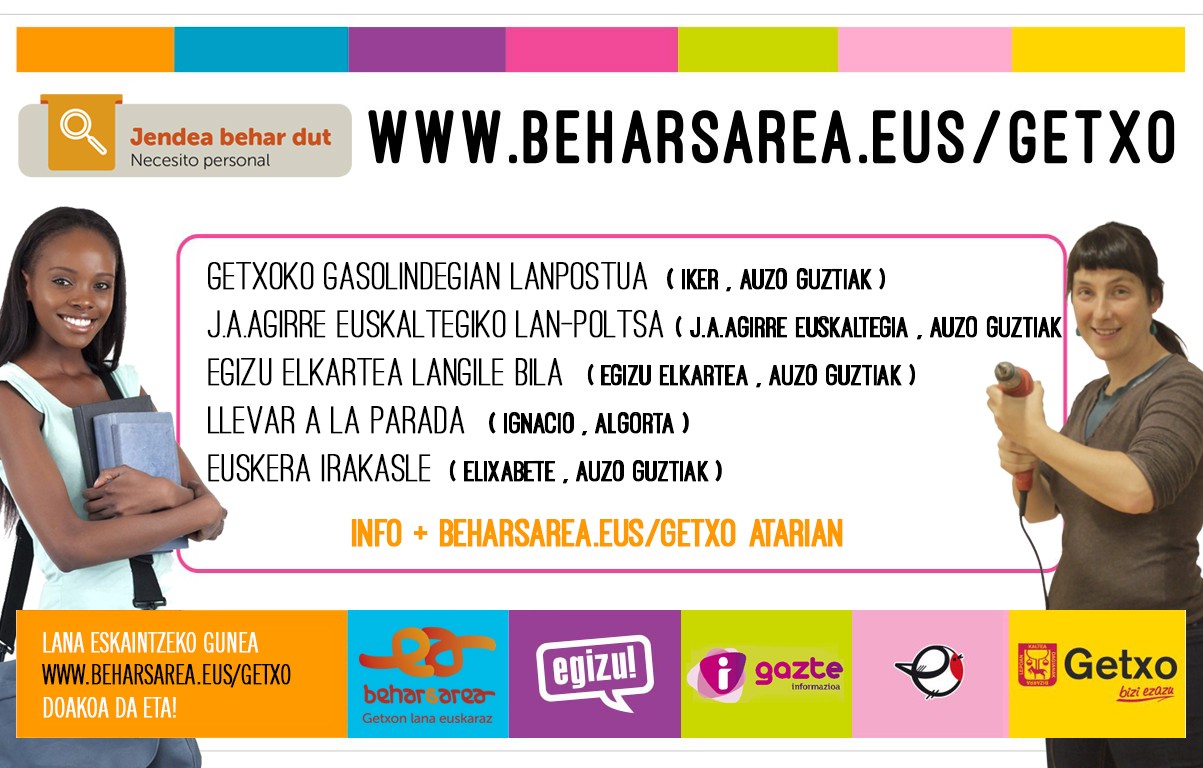 Beharsarea.eus/Getxo guneko lan eskaintza berriak!