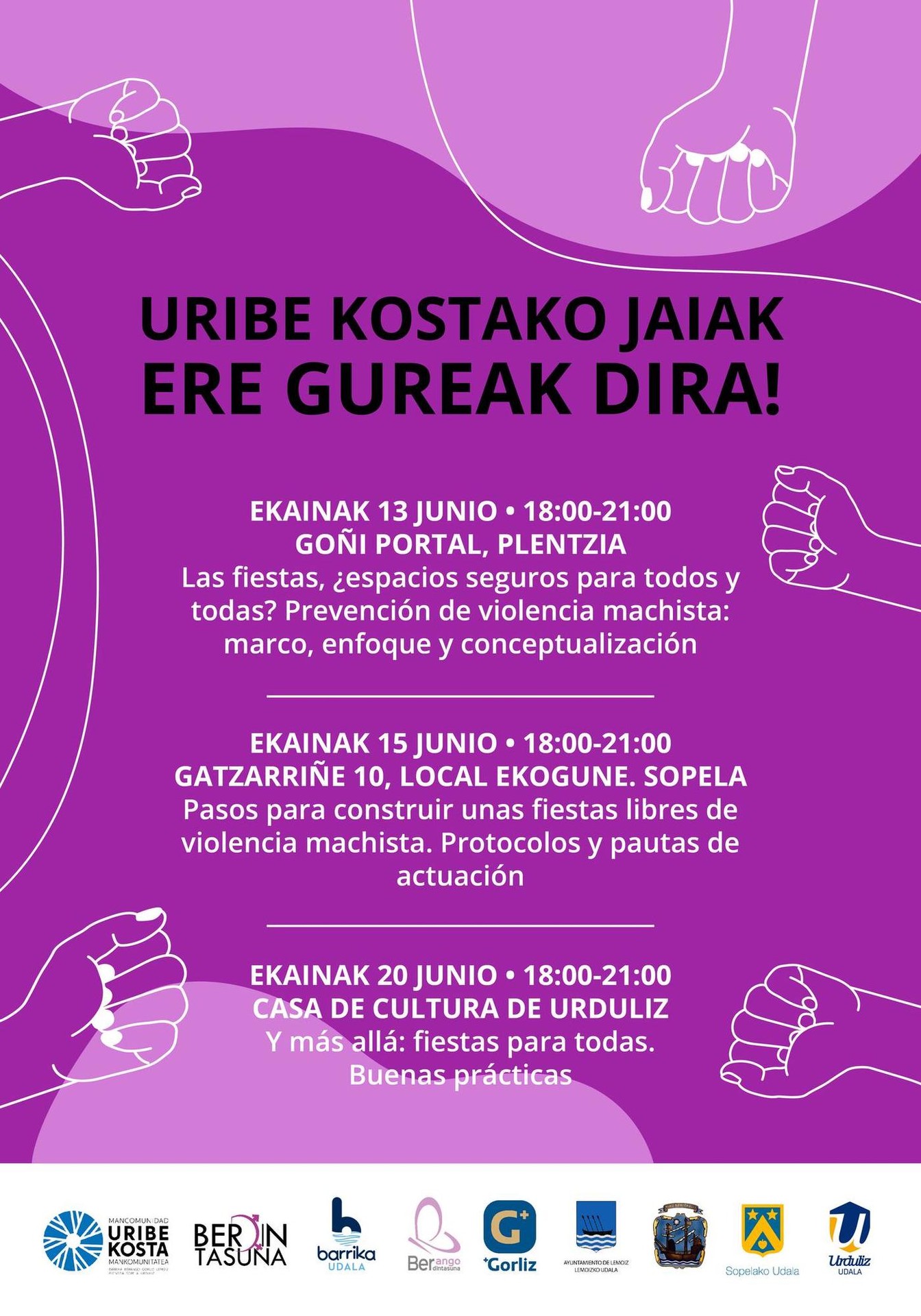 Jaietako indarkeria matxistaren aurkako prebentzio kanpainia egingo dute Uribe Kostan