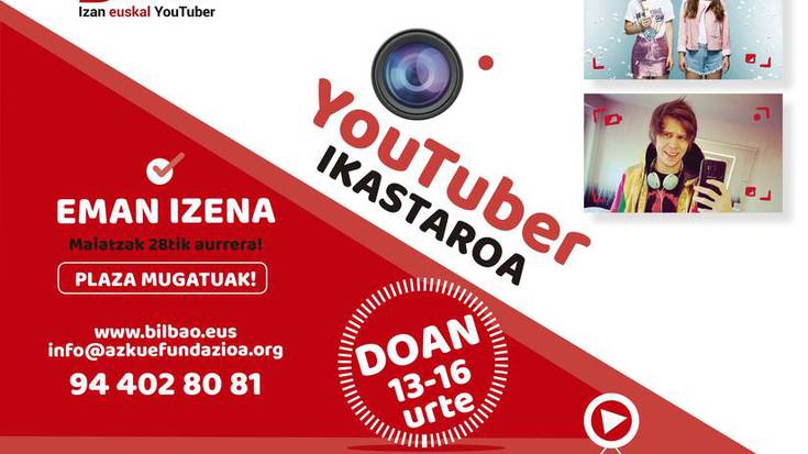 Euskaraz youtuber izateko ikastaroan izena emateko epea zabalik ekainaren 8ra arte