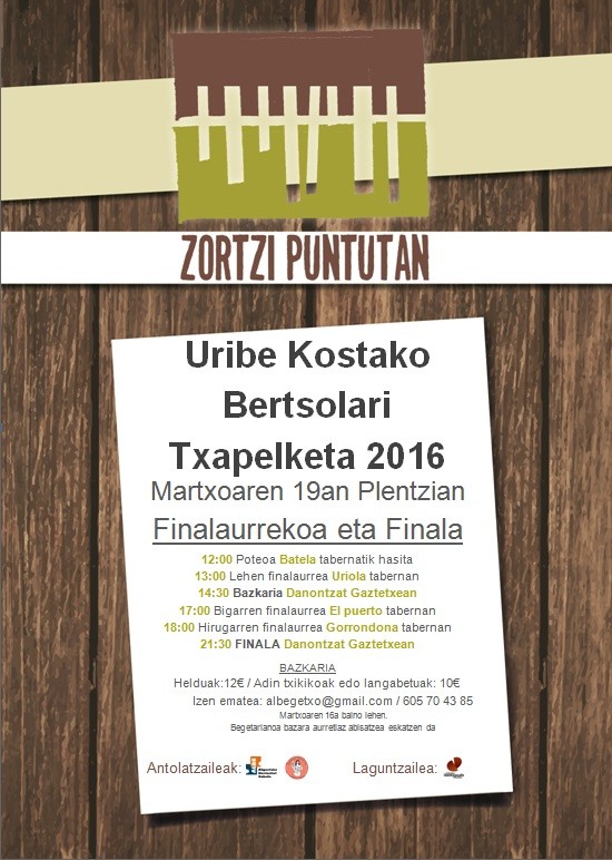 Uribe Kostako Bertsolari Txapelketako FINALA!