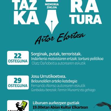 Gatazka literatura memoria zikloa: "Sorginak, putak, terroristak" liburu aurkezpena