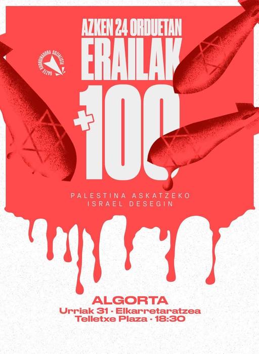 GKS Uribe Kostak Palestinaren aldeko elkarretaratzea antolatu du Algortan