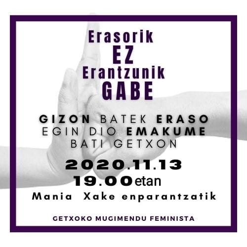 Udalerriko azkenengo sexu-erasoa gaitzesteko manifestaziora deitu dute Getxon