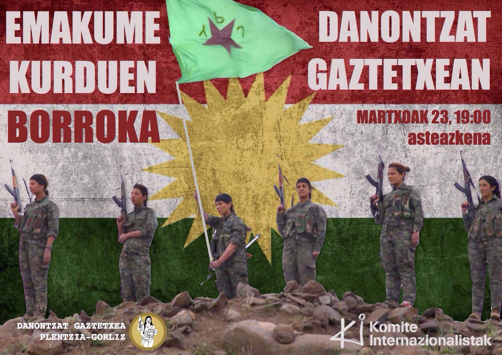 Emakume kurduen borrokari buruzko hitzaldia Danontzat gaztetxean, gaur