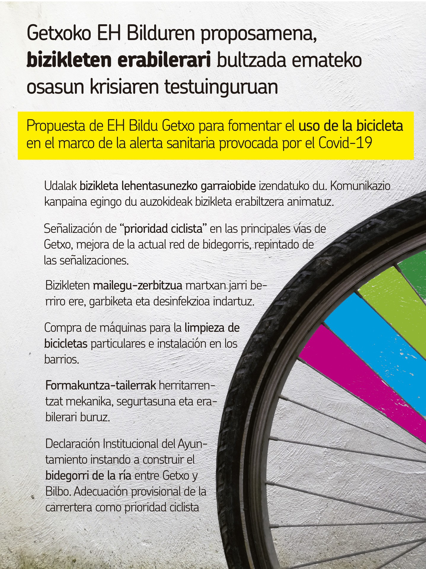 Getxon bizikletei lehentasuna emateko proposamena