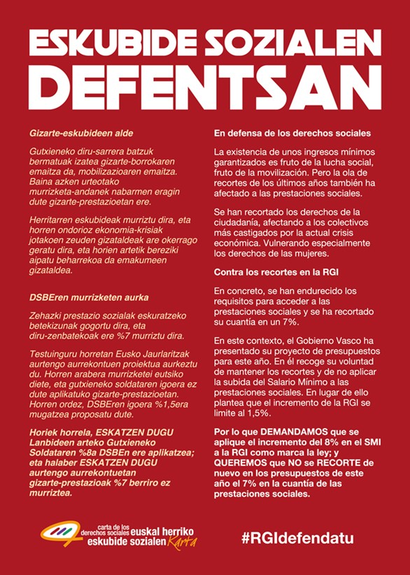 Eskubide sozialen defentsan! DSBE (RGI) defendatu!