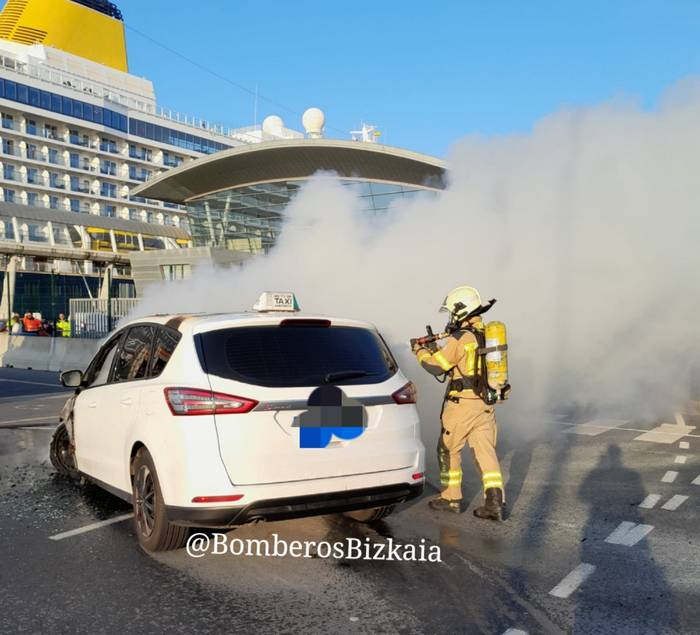 Taxi batek su hartu du Getxoko gurutzaontzien terminalean