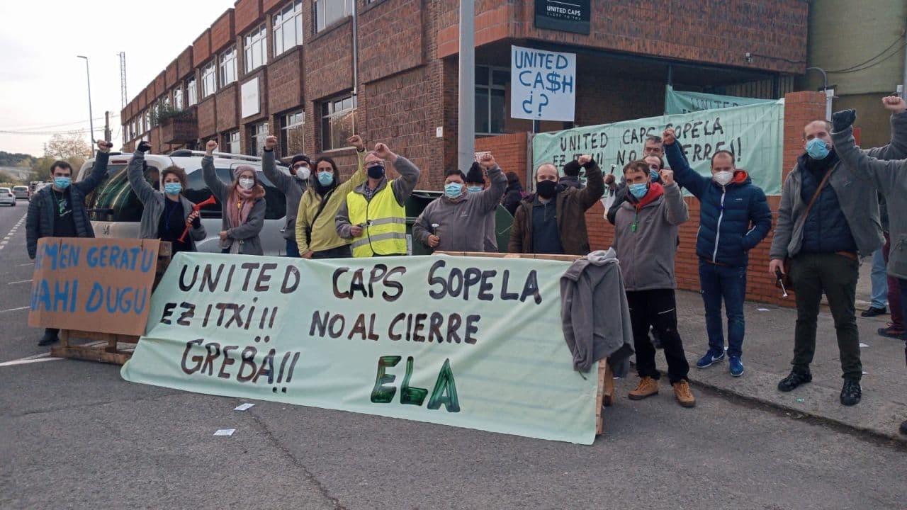 United Caps-en Sopelako langileek manifestazioa egingo dute gaur, "Euskadin geratzea" eskatzeko