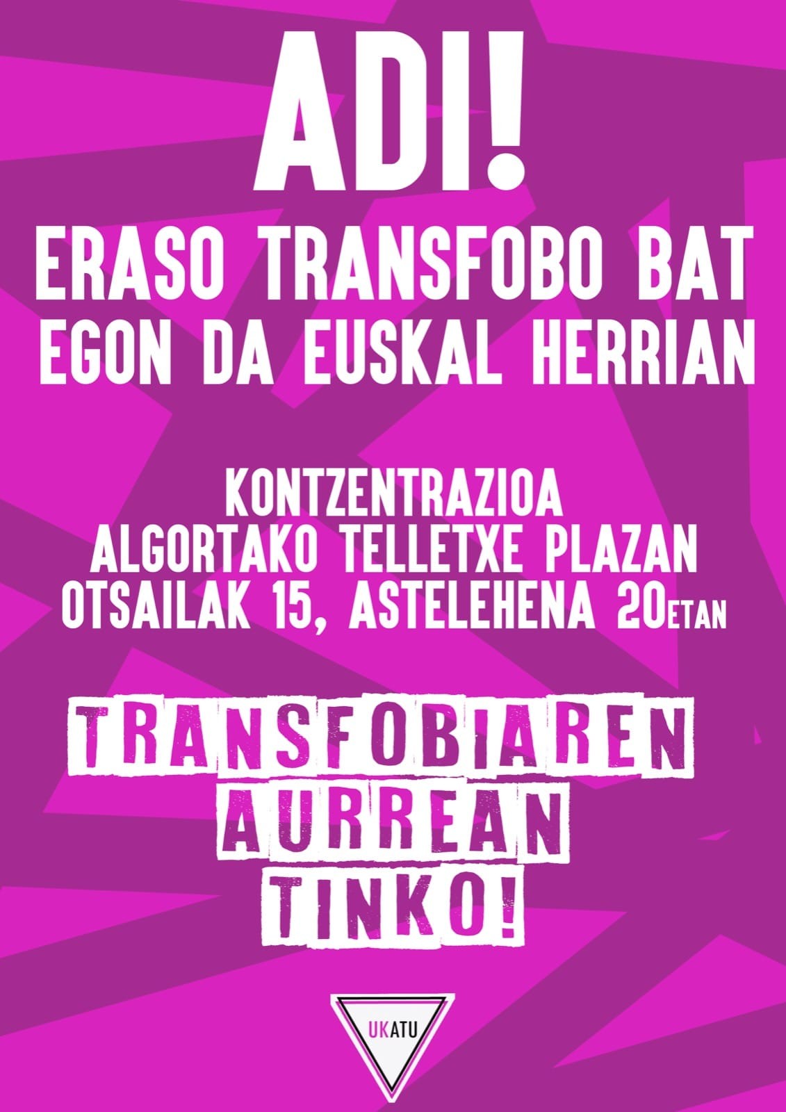 Eraso transfoboen kontrako elkarretaratzea egingo dute gaur Algortan