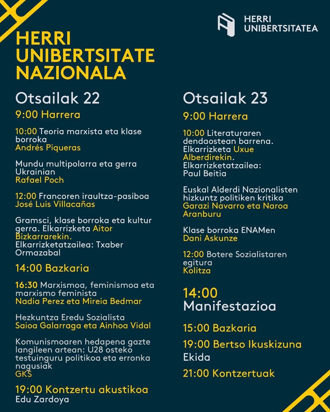 Ikasle Abertzaleak taldeak Herri Unibertsitate Nazionala antolatu du Leioako EHUn