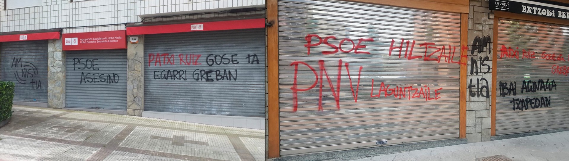 Pintadak agertu dira eskualdeko hainbat batzokitan eta PSE-EEren Sopelako egoitzan