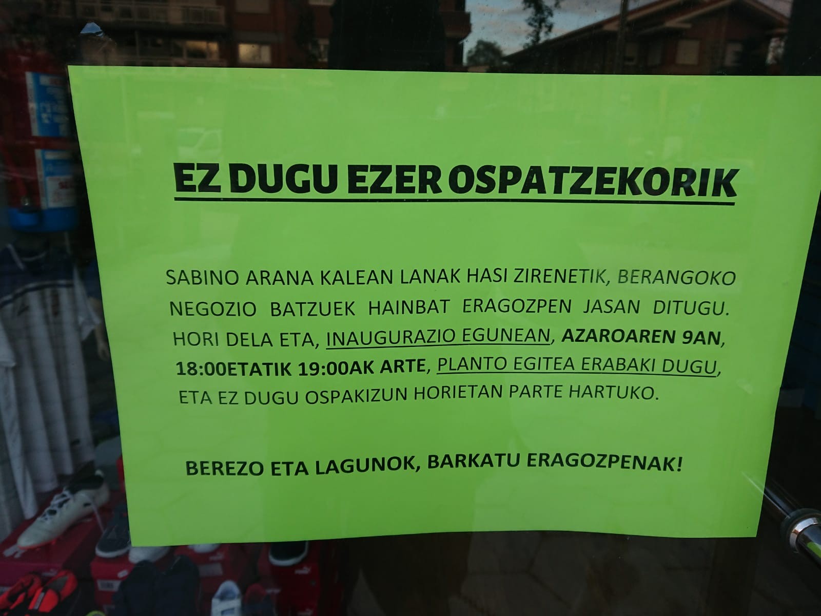 Hainbat merkatarik planto egingo diote Sabino Arana kalearen inaugurazioari