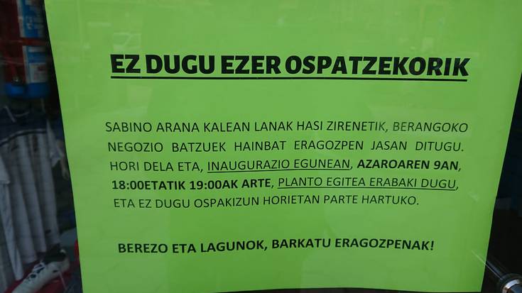 Hainbat merkatarik planto egingo diote Sabino Arana kalearen inaugurazioari