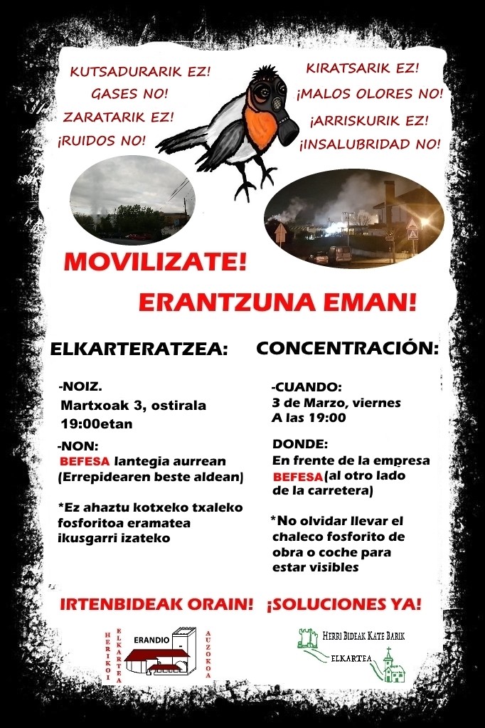 Kutsaduraren aurkako mobilizazioa egingo dute Befesako lantegiaren atarian