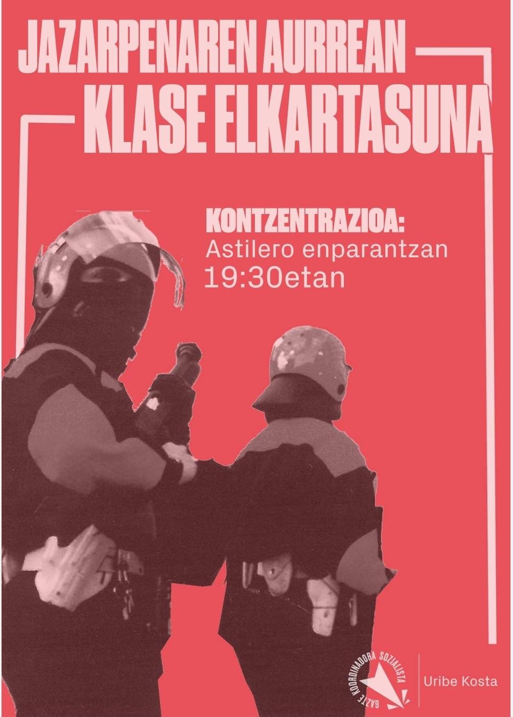 GKS-k kontzentrazioa egingo du gaur Plentzian, bart gauean atxilotutako gazteei elkartasuna adierazteko
