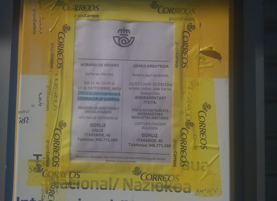 Plentziako Udalak gutun bat bidali dio Correosi udako posta-zerbitzuaren murrizketaz kexatzeko