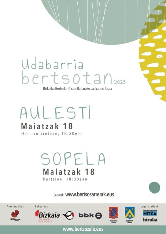 Sopelan eta Aulestin izango dira Udabarria Bertsotaneko azken aurreko saioak
