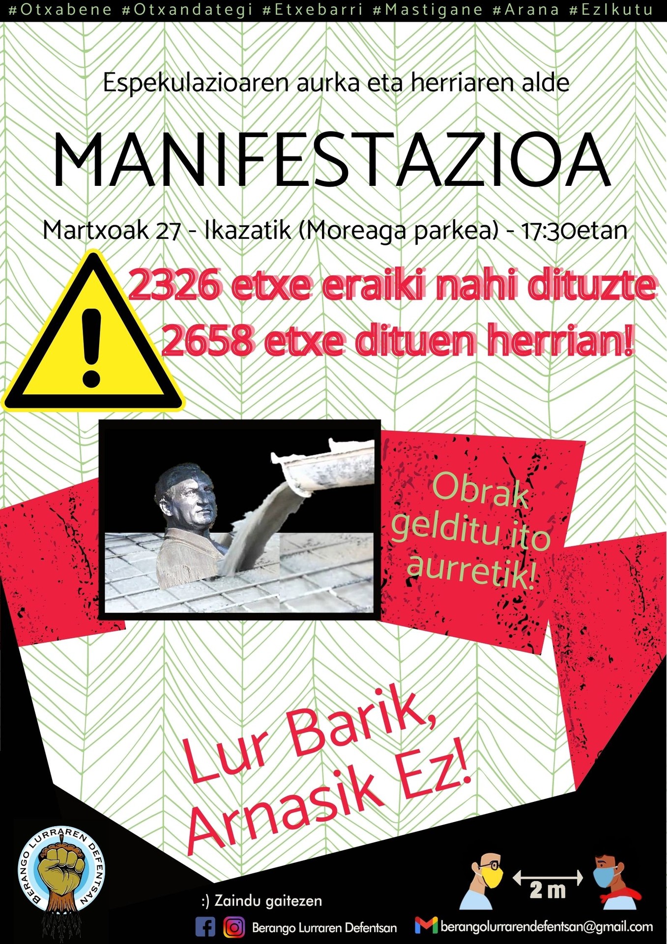 Manifestazioa: Espekulazioaren Aurka eta Herriaren Defentsan! Lur barik, arnasik ez!