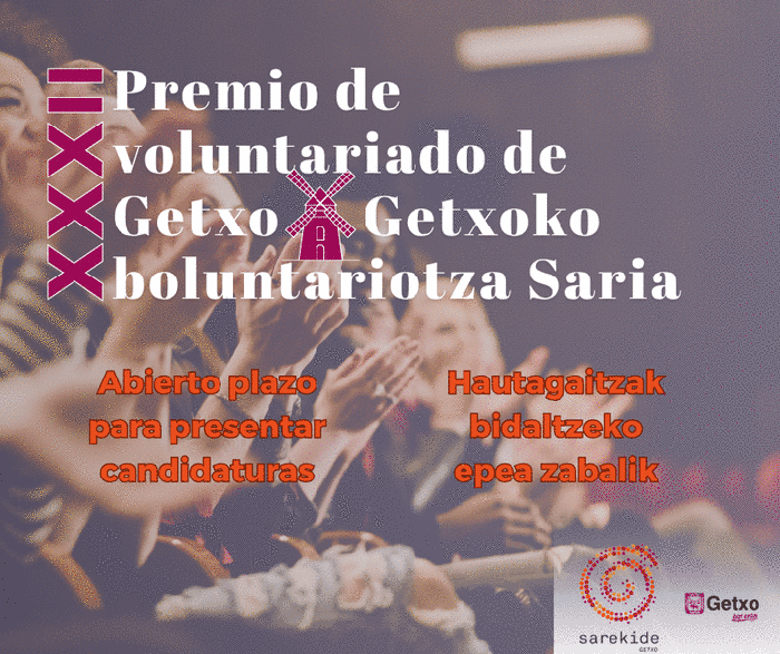 Zabalik dago Getxoko Boluntariotza Sarirako hautagaitzak aurkezteko epea