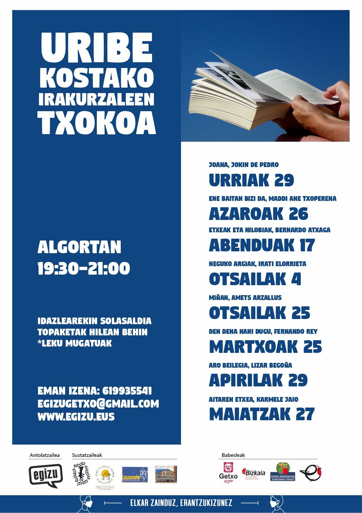 Uribe Kostako Irakurzaleen Txokoari hasiera emango diote urriaren 29an