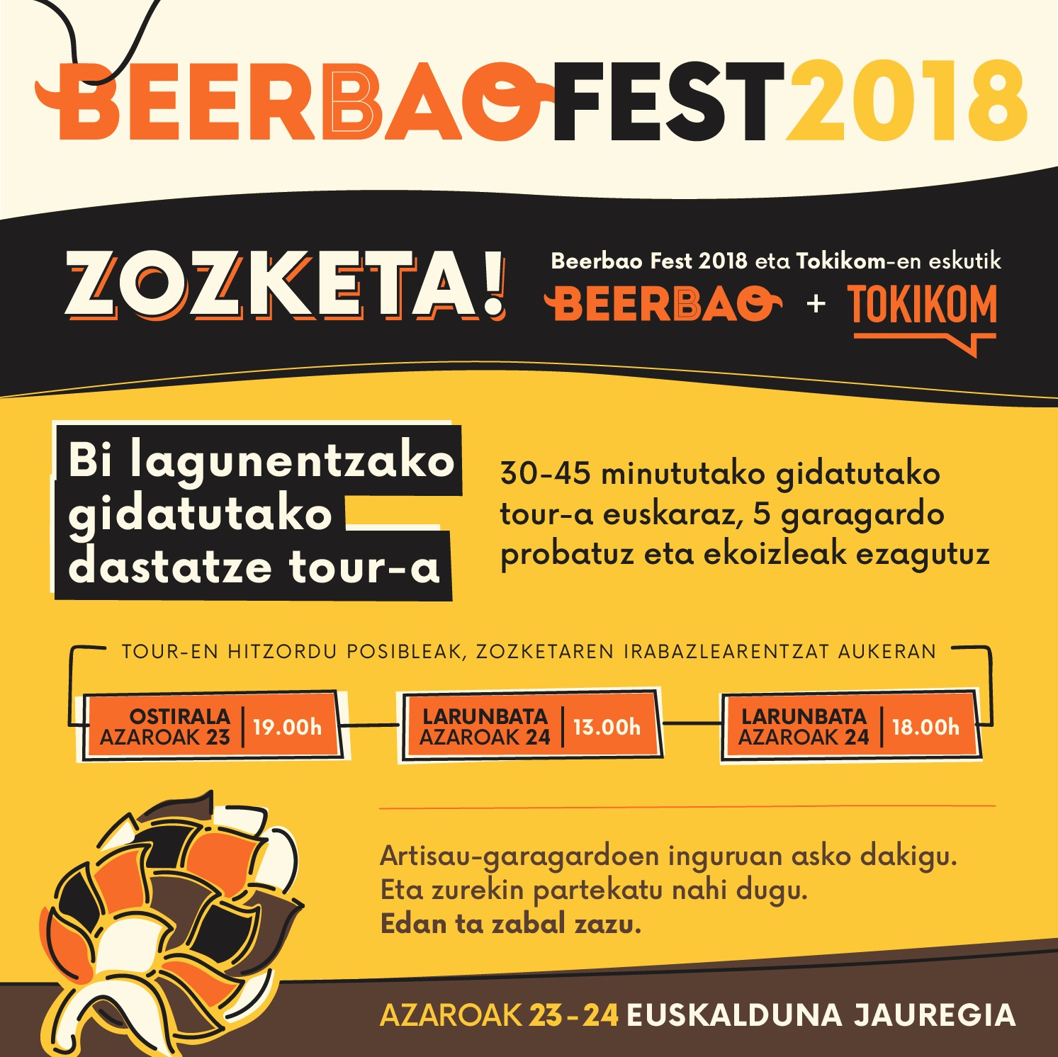 Artisautzazko garagardoa gustuko? Irabazi hemen Beerbao Fest azokako Tourrera joateko gonbidapenak!