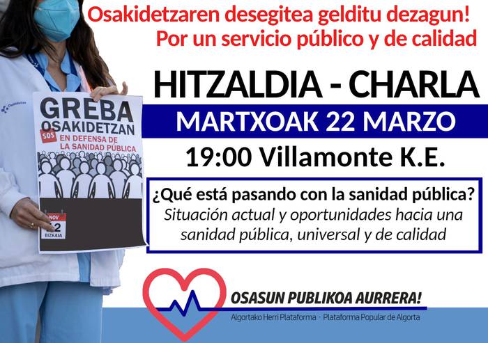 Hitzaldia: "Osasun publikoaren boterea. Errealitatea eta aukerak"