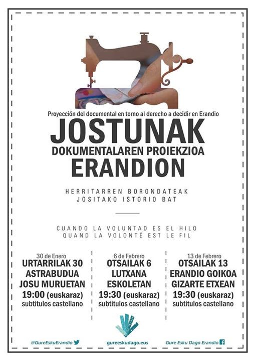"Jostunak" dokumentala proiektatuko dute gaur Erandiogoikoan