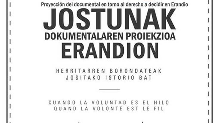 "Jostunak" dokumentala proiektatuko dute gaur Erandiogoikoan