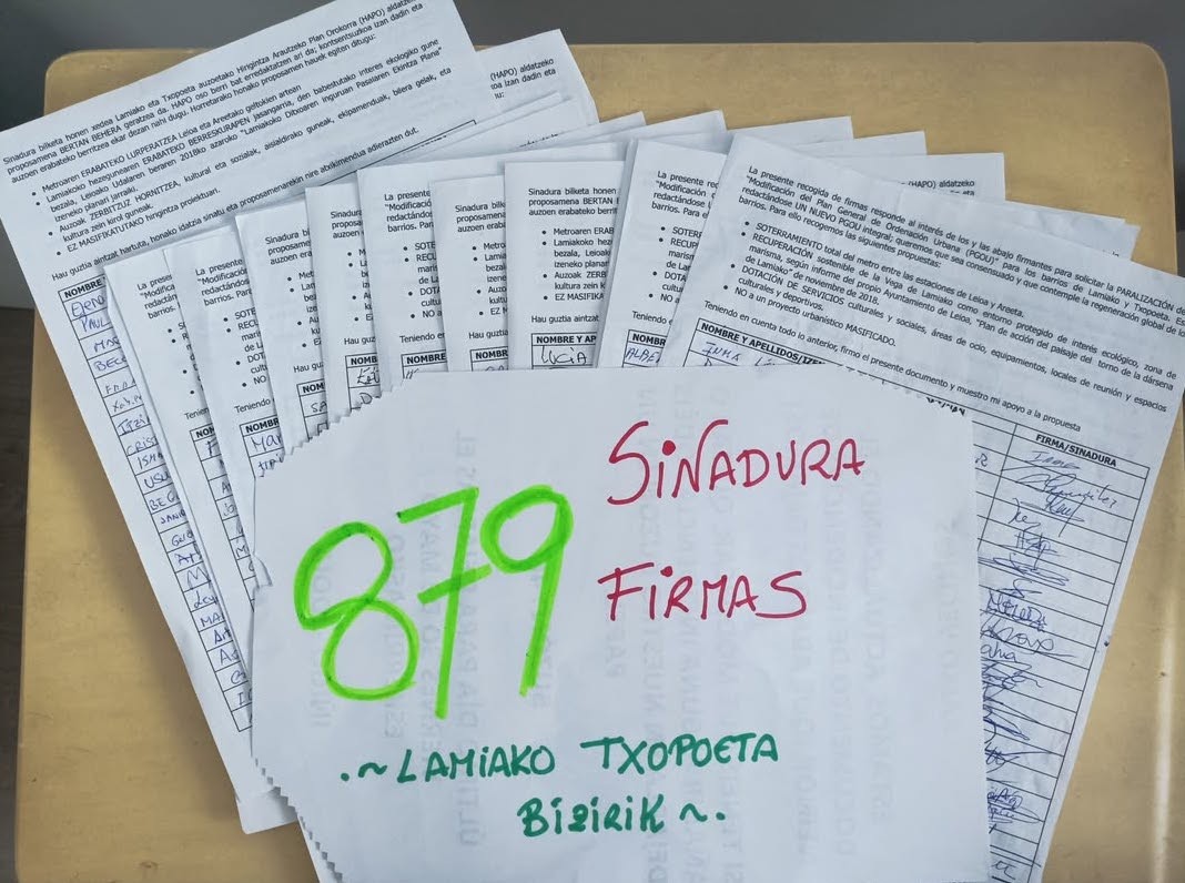 Lamiako Txopoeta Bizirik plataformak 879 sinadura batu ditu auzoetan hobekuntzak eskatzeko