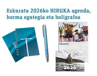 Eskuratu 2026ko HIRUKA agenda, boligrafoa eta horma egutegia!