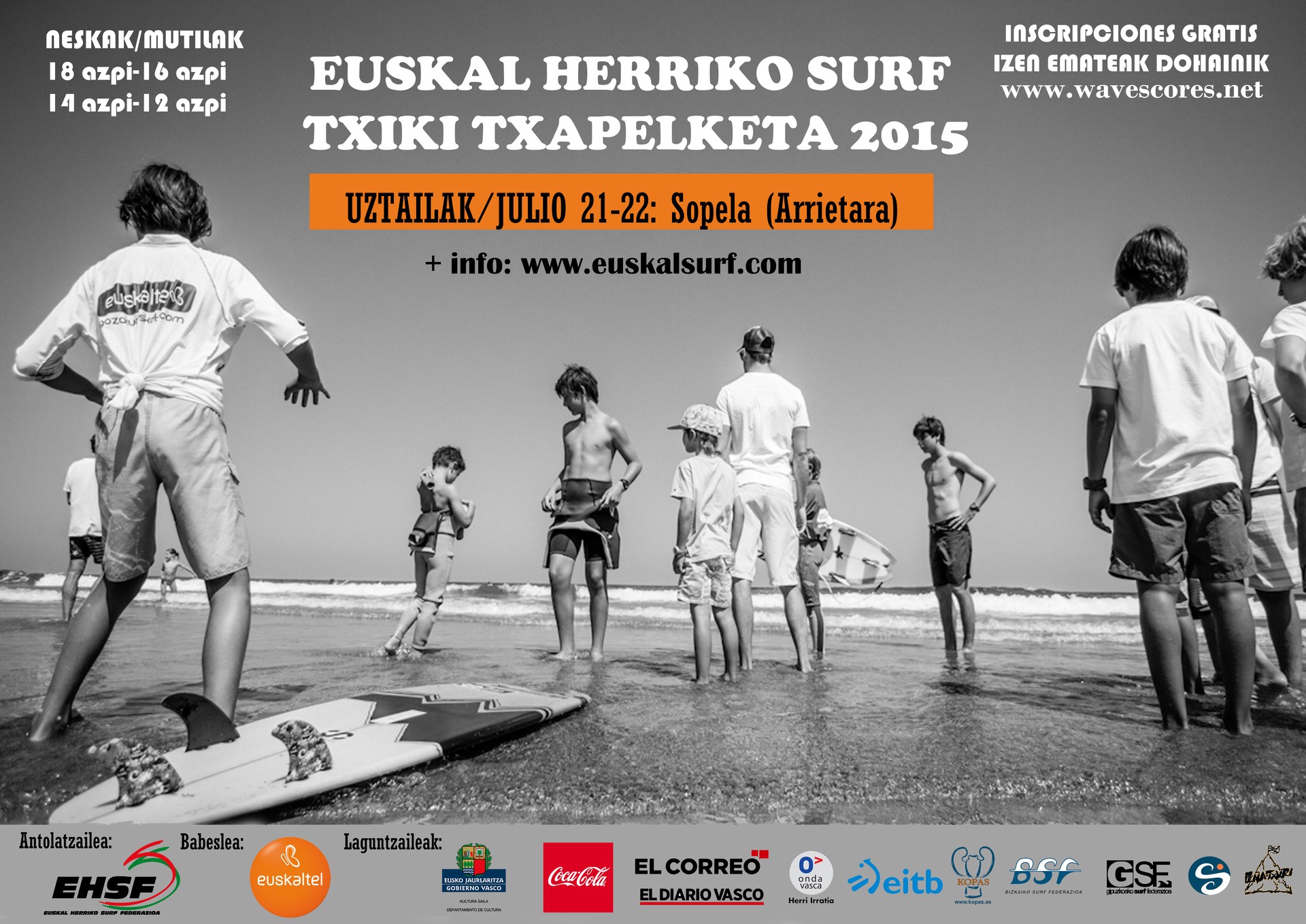 Neska-mutilen surf txapelketarako izen-ematea zabalik
