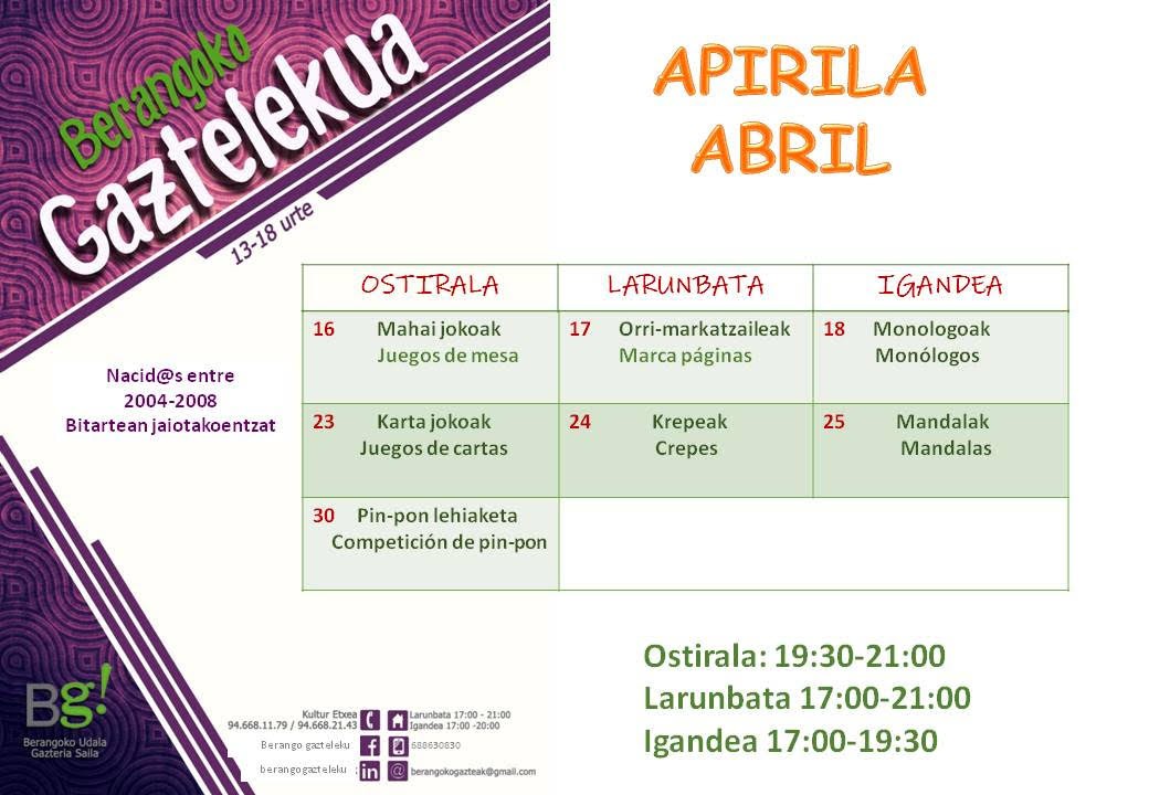 Egitarau oparoa osatu dute Berangoko Gaztelekuan datozen asteetarako