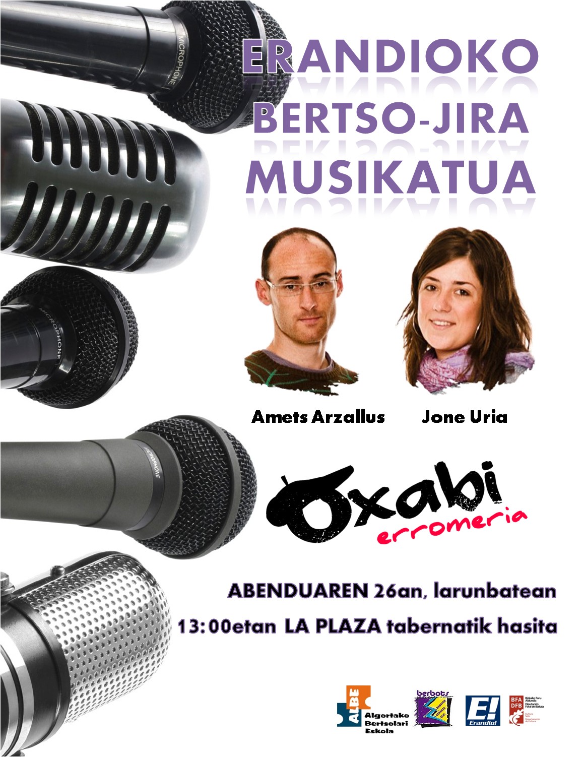 Jone Uria eta Amets Arzallus, bertso-jiraren protagonistak