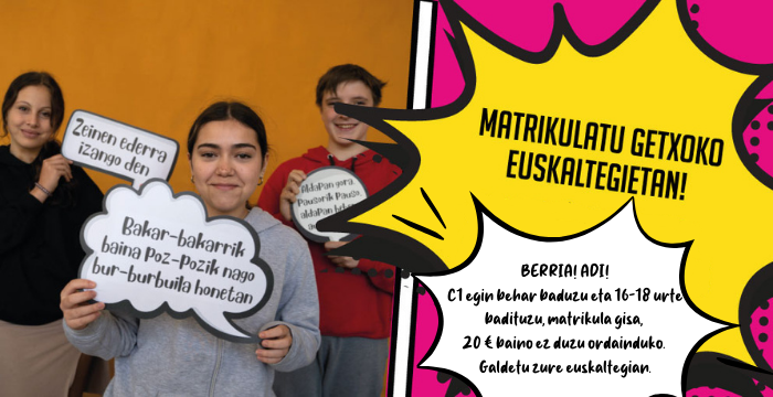 Getxoko euskaltegien ikastaroetan izena emateko epea irekita dute
