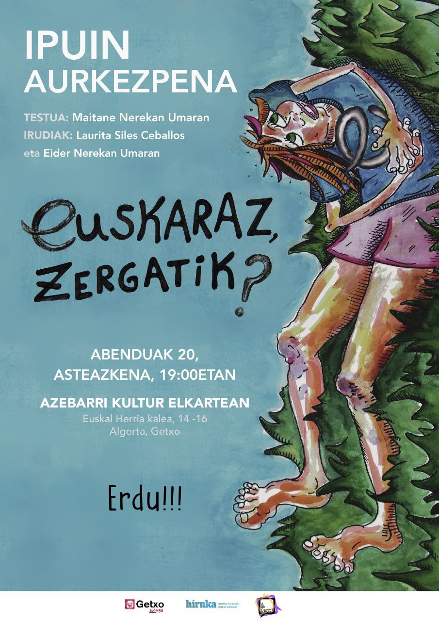 Maitane Nerekanek bere "Euskaraz, zergatik?" ipuin ilustratua aurkeztuko du eguaztenean Algortan