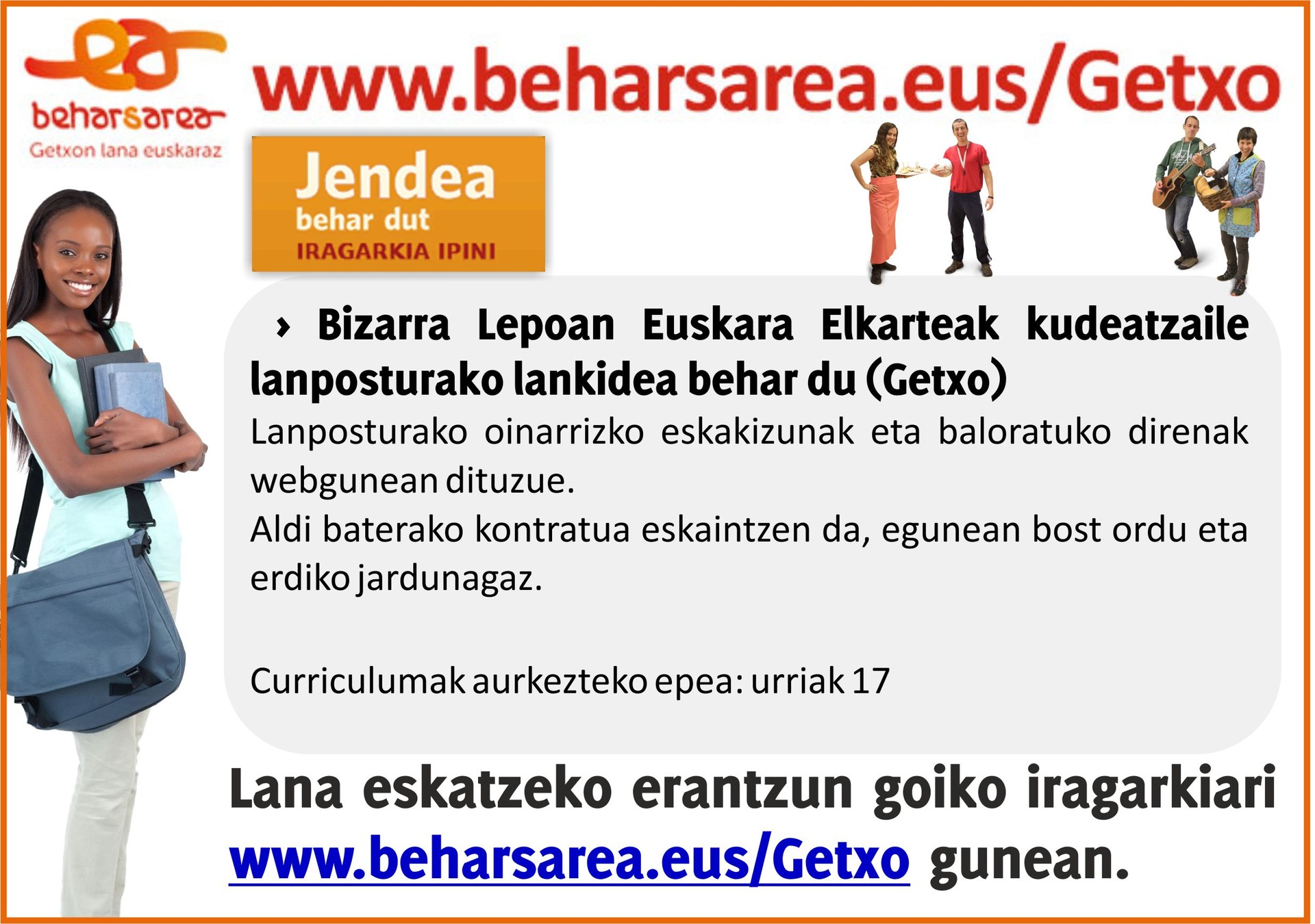 Langile bila dabil Bizarra Lepoan Getxoko Euskara Elkartea