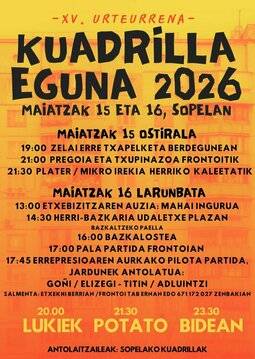 Sopelako Kuadrillen Eguna 15. urteurrena ospatuko dute maiatzak 15ean eta 16an
