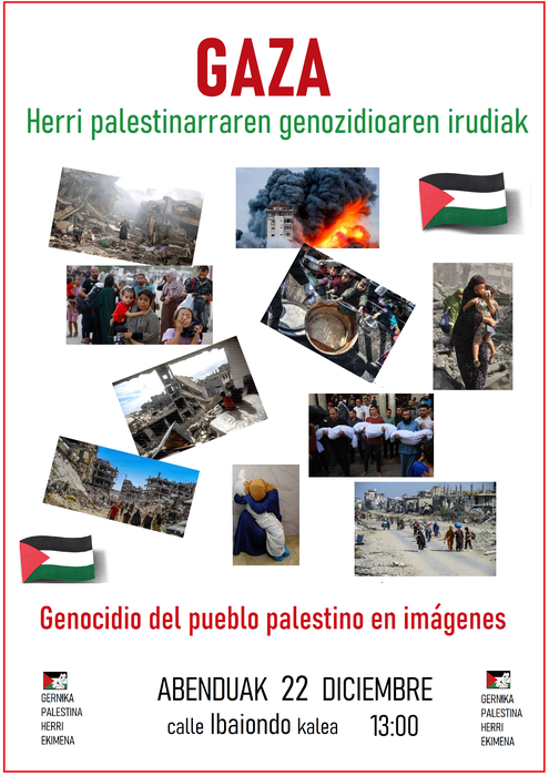 Herri palestinarren genozidioaren irudiak kalera