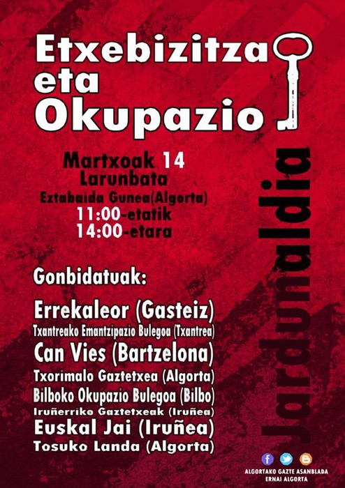 Etxebizitza hutsak erabiltzeko eskubidea aldarrikatzeko jardunaldiak egingo dituzte martxoaren 14an