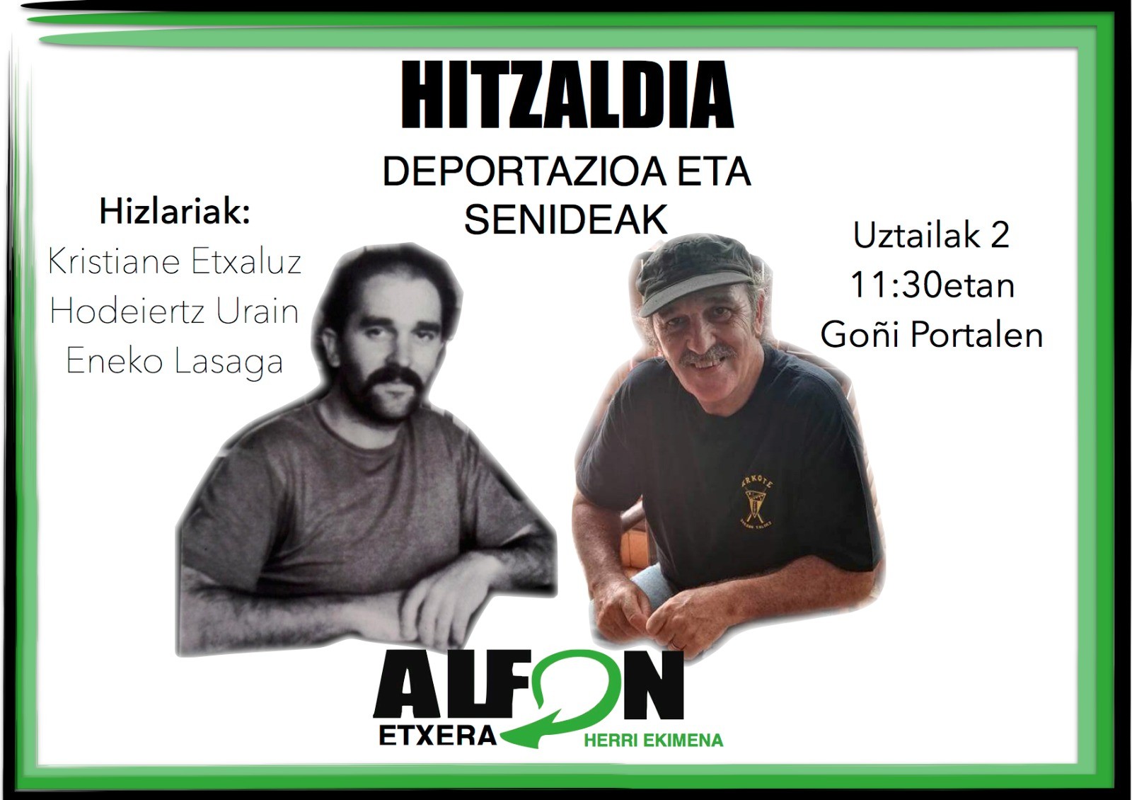 "Deportazioa eta senideak" hitzaldia egingo dute zapatuan, Plentzian