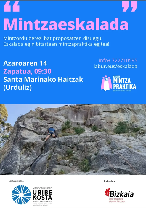 Uribe Kostako Mankomunitateak eskualdeko eskalada topaketa antolatuko dute azaroaren 14an